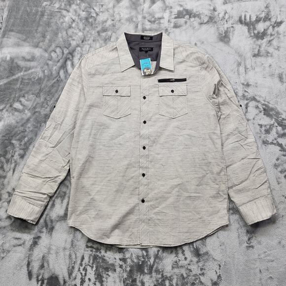 Eighty Eight Other - NEW Eighty Eight Platinum Shirt Mens XXL Gray Striped Cotton Button Up Roll Tab